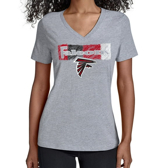 Women's Starter Gray Atlanta Falcons Color Shading V-Neck T-Shirt