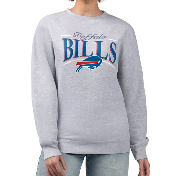 Women's Starter Gray Buffalo Bills Arch Stripe Fleece Pullover Sweatshirt