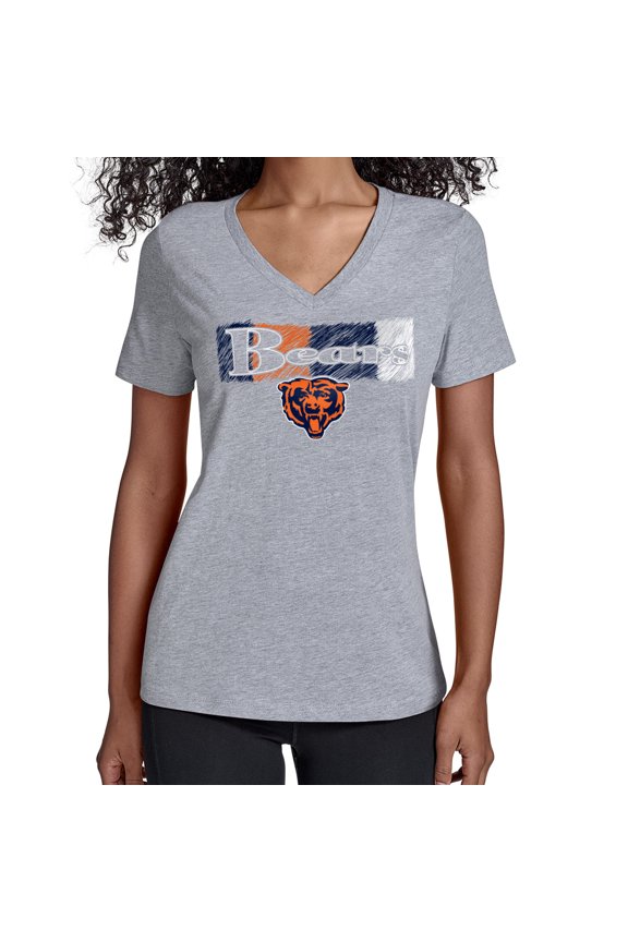 Women's Starter Gray Chicago Bears Color Shading V-Neck T-Shirt