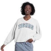 Womens Starter Gray Detroit Tigers Show Up Fashion Cropped V-Neck Sweatshirt