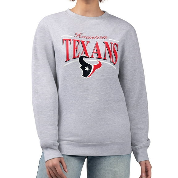 Women's Starter Gray Houston Texans Arch Stripe Fleece Pullover Sweatshirt