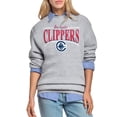 thumbnail image 1 of Women's Starter Gray LA Clippers Arch Stripe Fleece Crewneck Sweatshirt, 1 of 3