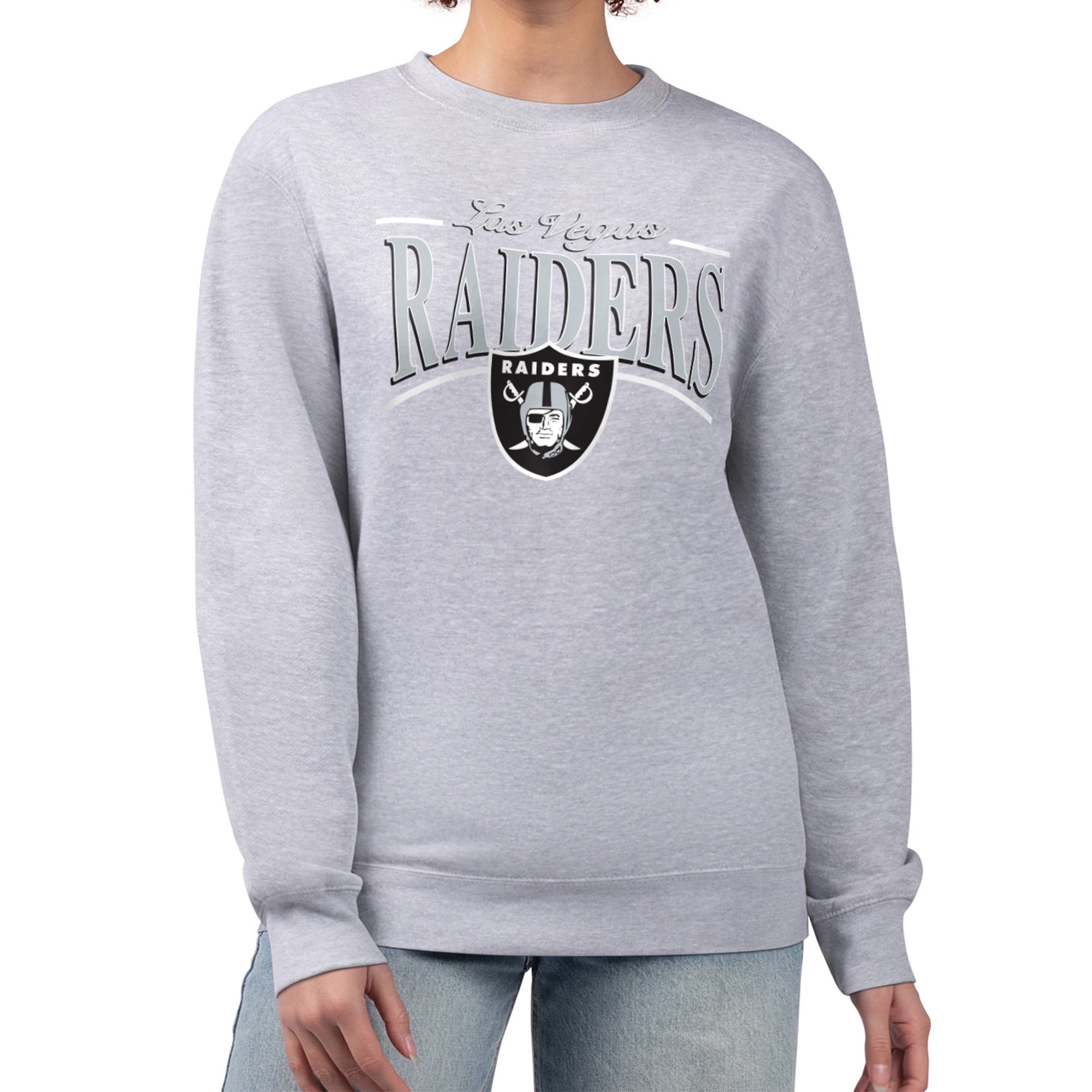 T-shirt Las Vegas Raiders Femme - Gris, Col Ras Du Cou, Manches Courtes, Stretch (taille S)