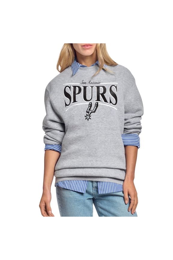 Women's Starter Gray San Antonio Spurs Arch Stripe Fleece Crewneck Sweatshirt