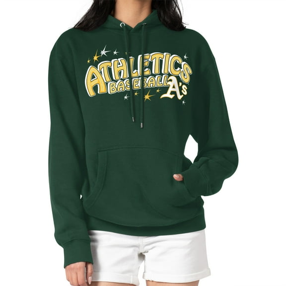 Women's Starter Green Athletics Fireworks Fleece Tri-Blend Pullover Hoodie