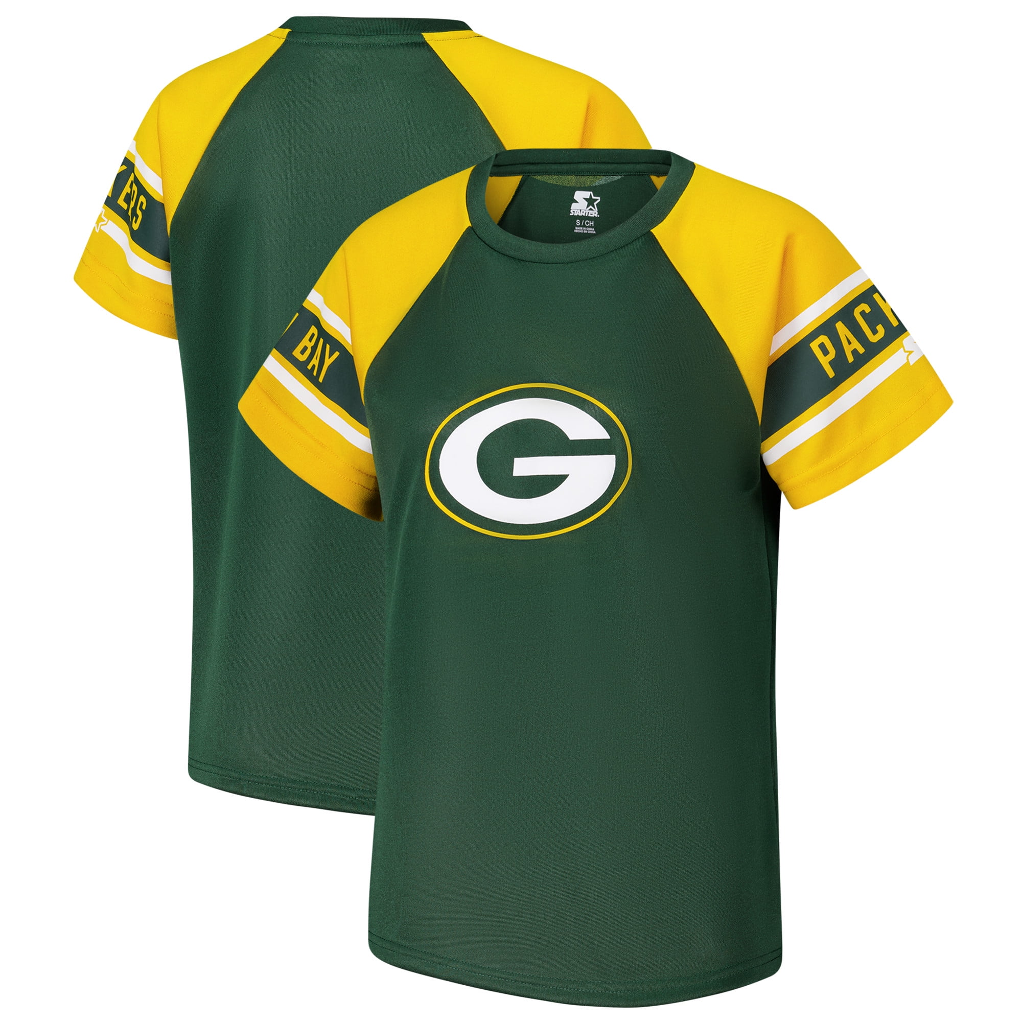 Women's Starter Green Green Bay Packers 1st Rounder Color Block Raglan ...