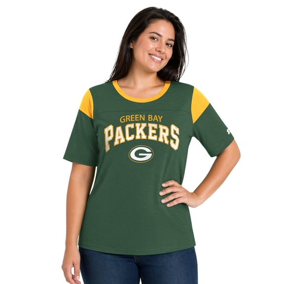 Women's Starter Green Green Bay Packers Plus Size Linebacker T-Shirt