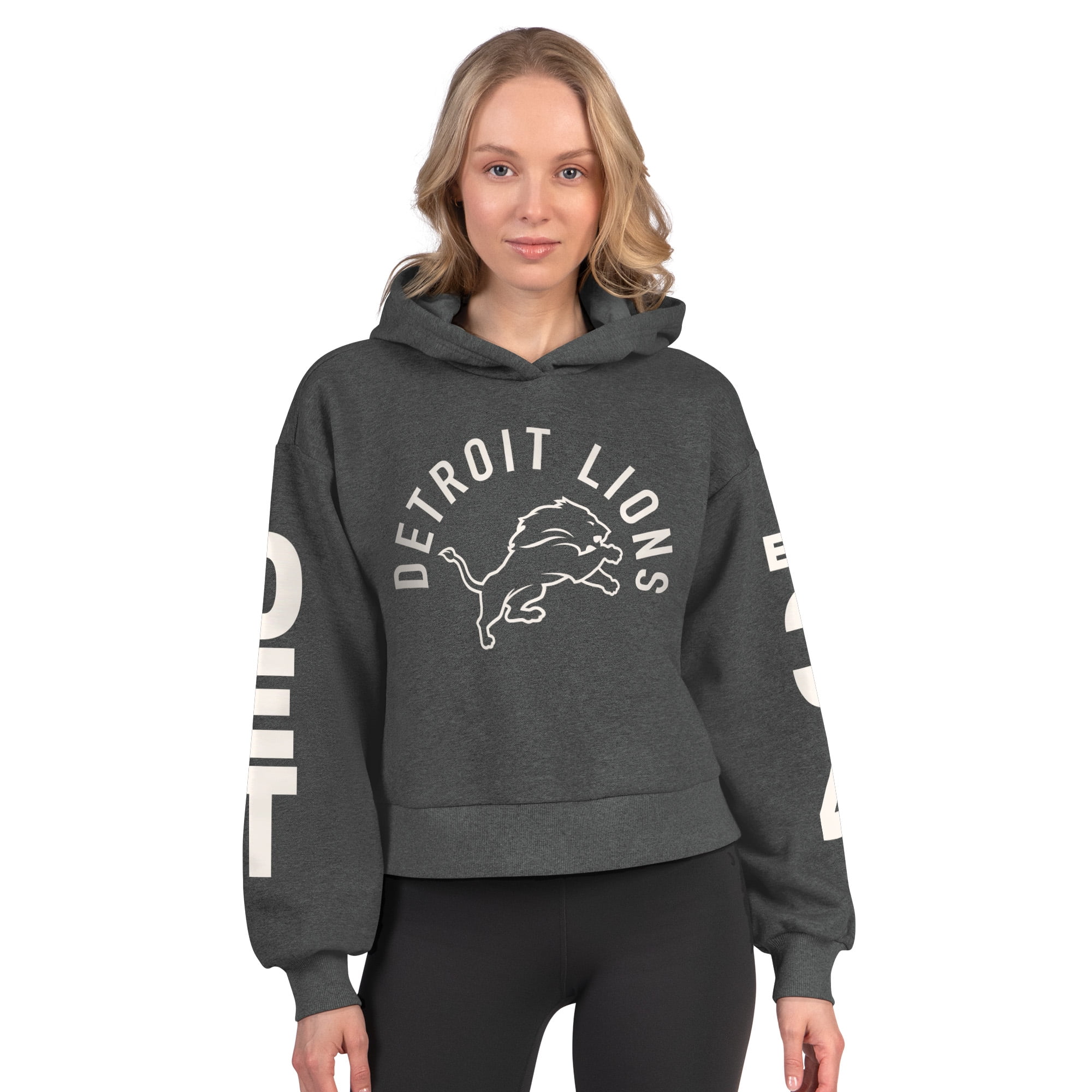 USA製　STARTER NFL PANTHERS スウェット　グレー　ラメ Women's Starter Heather Charcoal Detroit Lions Star Player Cropped
