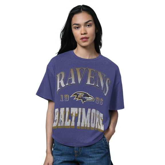 Women's Starter Heather Purple Baltimore Ravens Oversized Hall of Fame T-Shirt