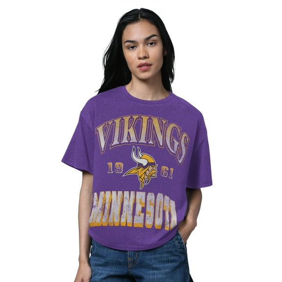Women's Starter Heather Purple Minnesota Vikings Oversized Hall of Fame T-Shirt