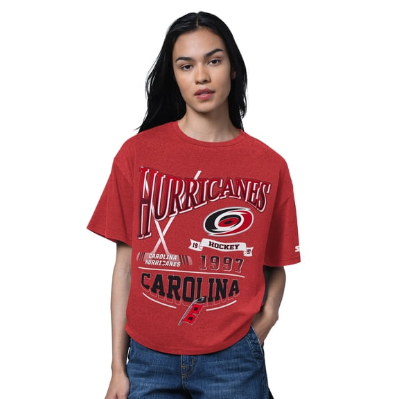 Women's Starter Heather Red Carolina Hurricanes Oversized Hall of Fame T-Shirt