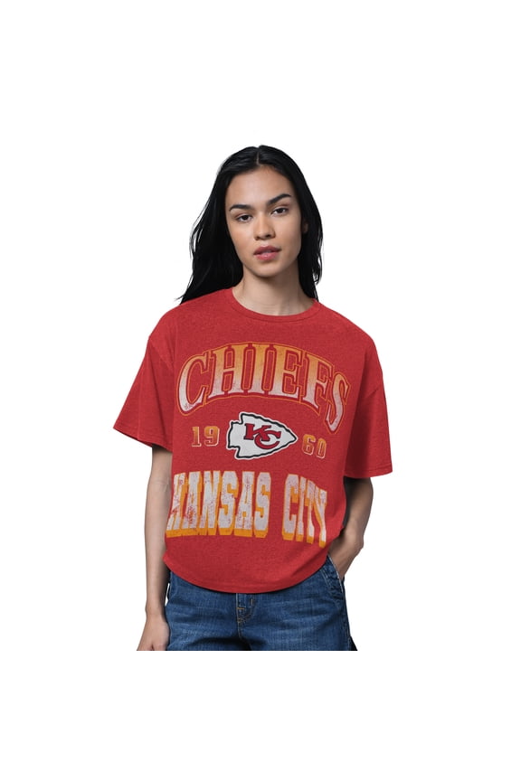 Women's Starter Heather Red Kansas City Chiefs Oversized Hall of Fame T-Shirt