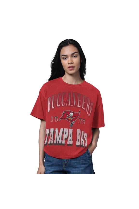 Women's Starter Heather Red Tampa Bay Buccaneers Oversized Hall of Fame T-Shirt