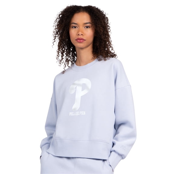 Women's Starter Light Blue Philadelphia Phillies Pastels Boxy Fleece Sweatshirt