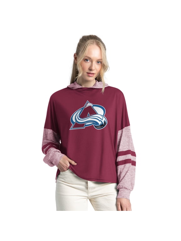 Women's Starter Maroon Colorado Avalanche Fuel Up Long Sleeve Hooded T-Shirt