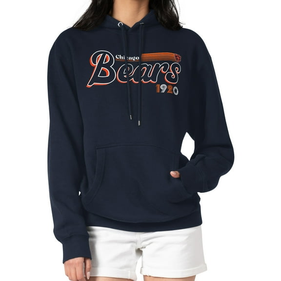 Women's Starter Navy Chicago Bears Groovy Script Pullover Hoodie