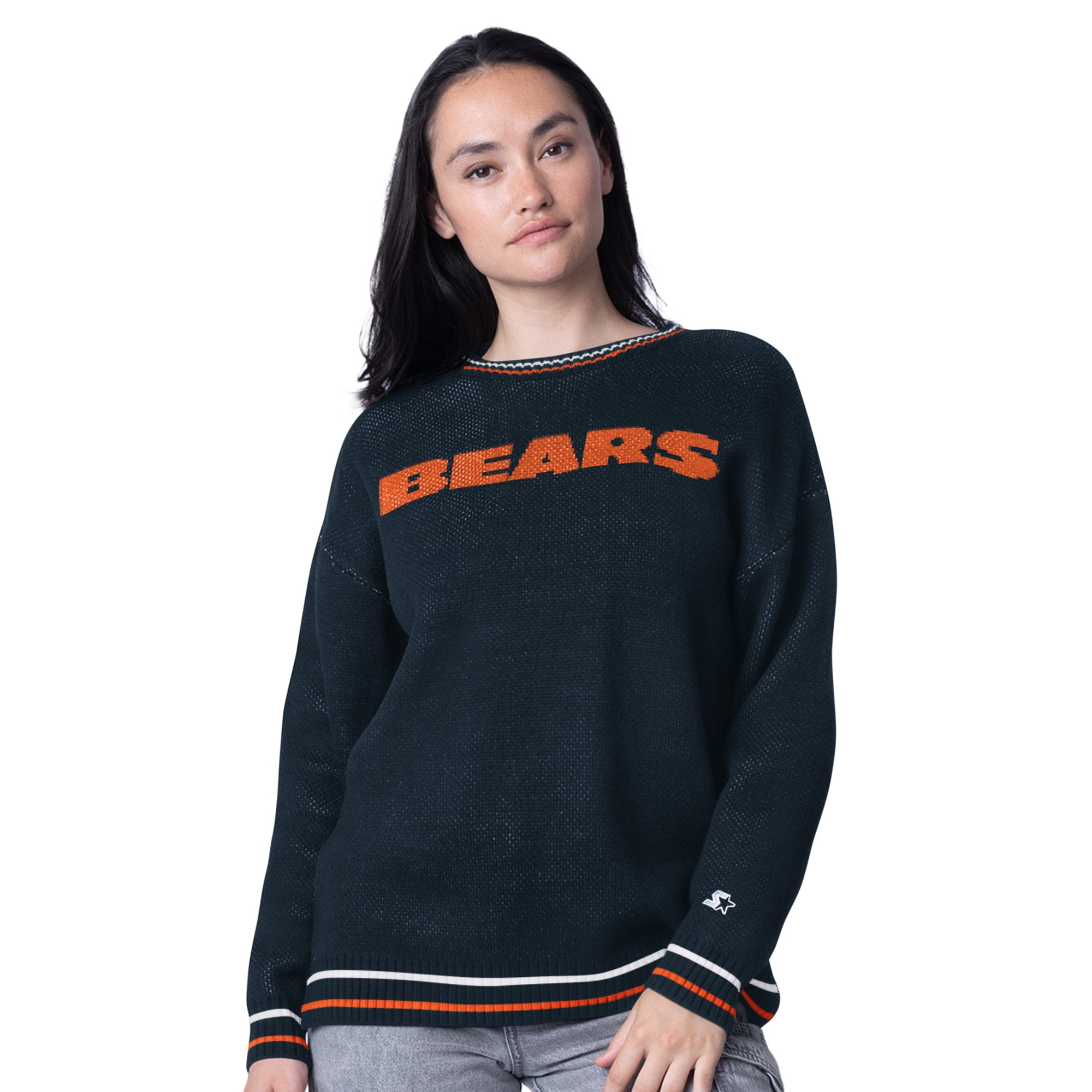 Women's Starter Navy Chicago Bears Oversized On the Ball Intarsia