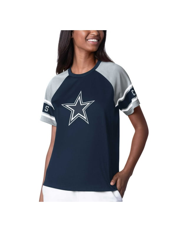 Women's Starter Navy Dallas Cowboys 1st Rounder Color Block Raglan Top