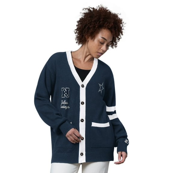 Women's Starter  Navy Dallas Cowboys Back Shot Button-Up Cardigan