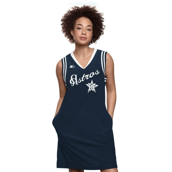 Women's Starter  Navy Houston Astros Fast Track Sneaker V-Neck Dress
