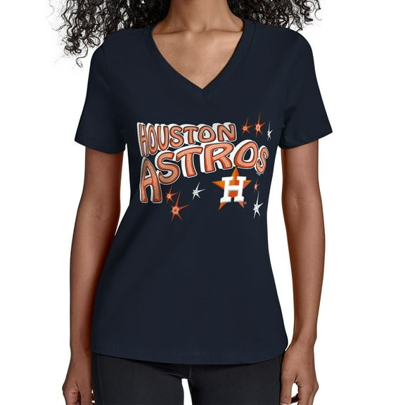 Women's Starter Navy Houston Astros Fireworks V-Neck T-Shirt
