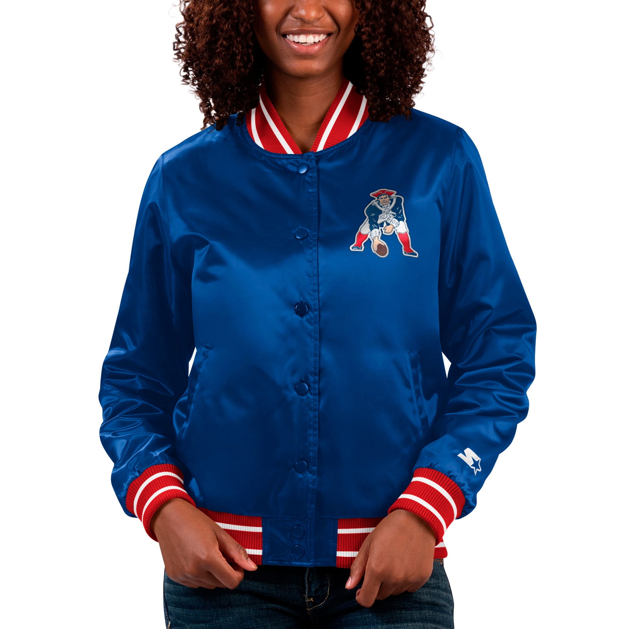 Women's Starter Navy New England Patriots Full Count Satin Full-Snap Varsity  Jacket - Walmart.com