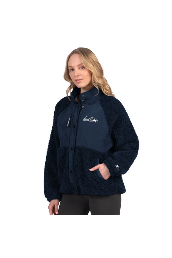 Women's Starter College Navy Seattle Seahawks On the Ball Sherpa Jacket