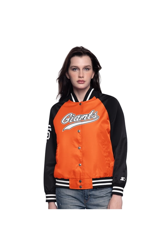 Women's Starter Orange/Black San Francisco Giants Home Run Full-Snap Varsity Jacket