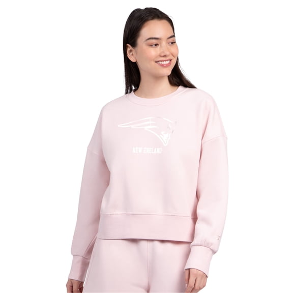 Women's Starter Pastel Pink New England Patriots Travel Pastels Boxy Fleece Sweatshirt