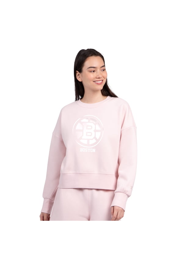 Women's Starter Pink Boston Bruins Boxy Cropped Sweatshirt