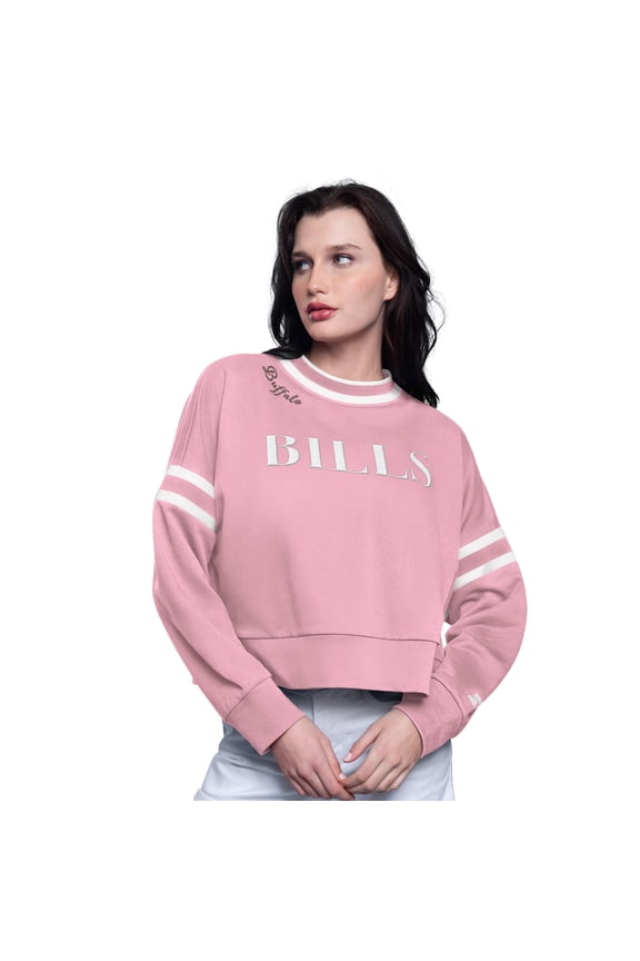 Women's Starter Pink Buffalo Bills Power Play Cropped Pullover Sweatshirt