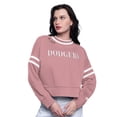 thumbnail image 1 of Women's-Starter  Pink Los Angeles Dodgers Power Play Cropped Pullover Sweatshirt, 1 of 3