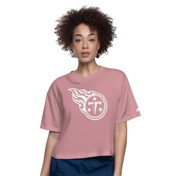 Women's-Starter  Pink Tennessee Titans Play the Ball Boxy Cropped T-Shirt