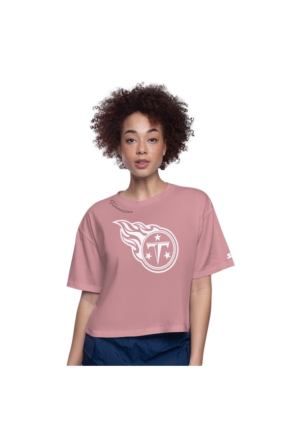 Women's-Starter Pink Tennessee Titans Play the Ball Boxy Cropped T-Shirt