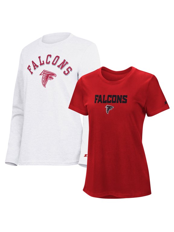 Women's Starter Red/Ash Atlanta Falcons Short Sleeve & Long Sleeve T-Shirt Combo Pack