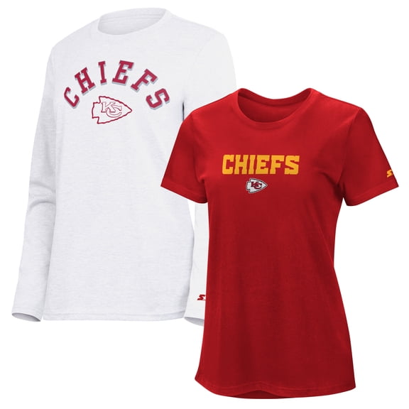 Women's Starter Red/Ash Kansas City Chiefs Short Sleeve & Long Sleeve T-Shirt Combo Pack