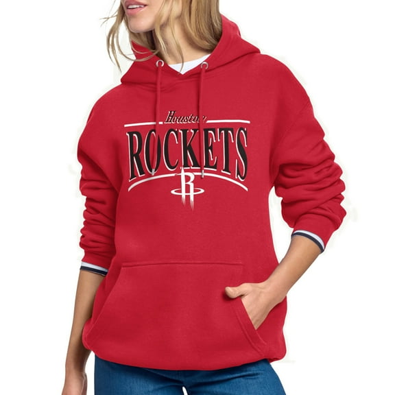 Women's Starter Red Houston Rockets Arch Stripe Fleece Hoodie