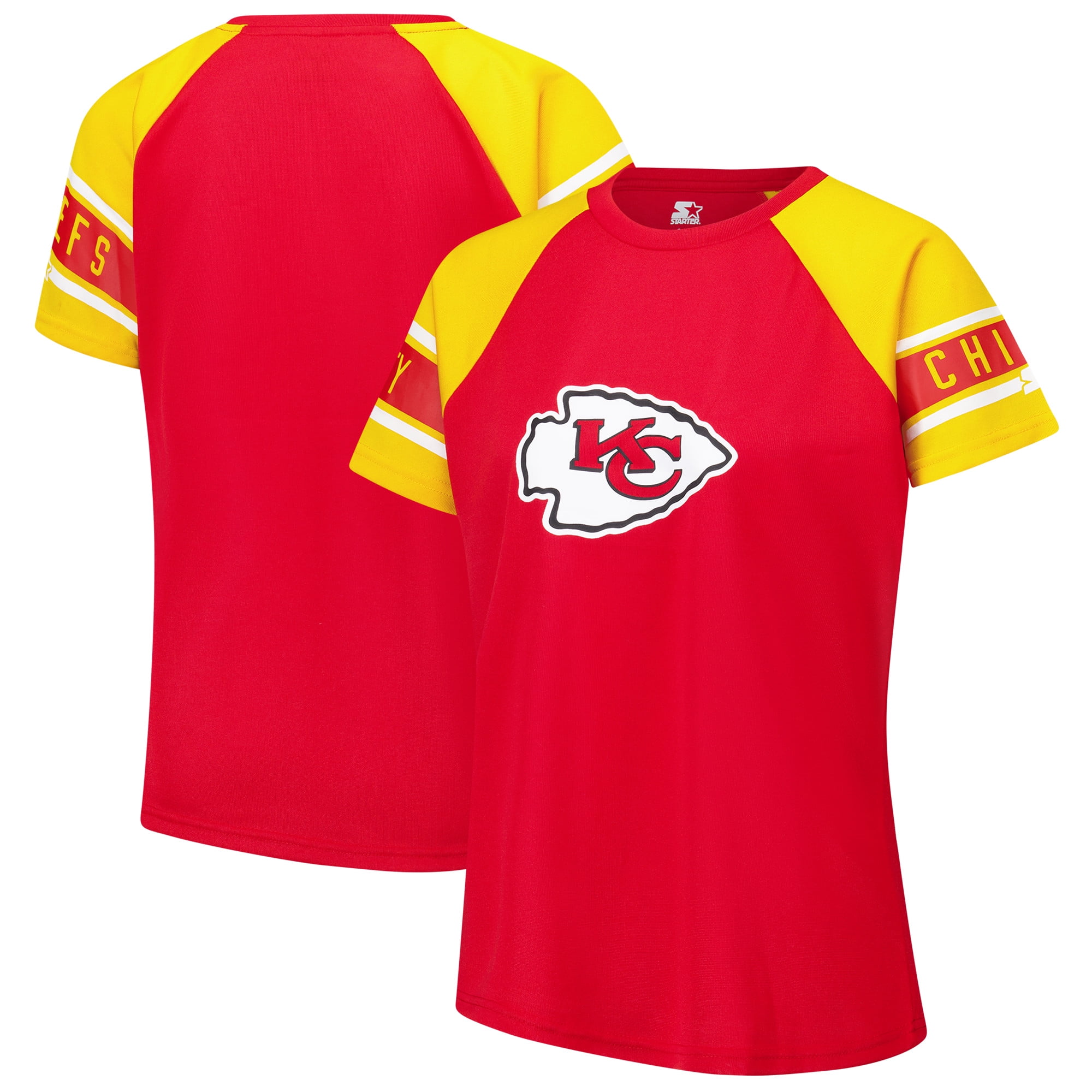 Women's Starter Red Kansas City Chiefs 1st Rounder Color Block Raglan ...