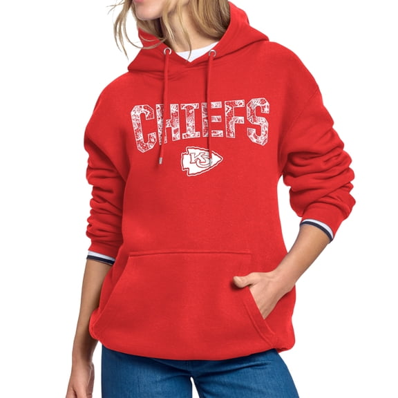 Women's Starter Red Kansas City Chiefs Lace Team Lockup Fleece Hoodie