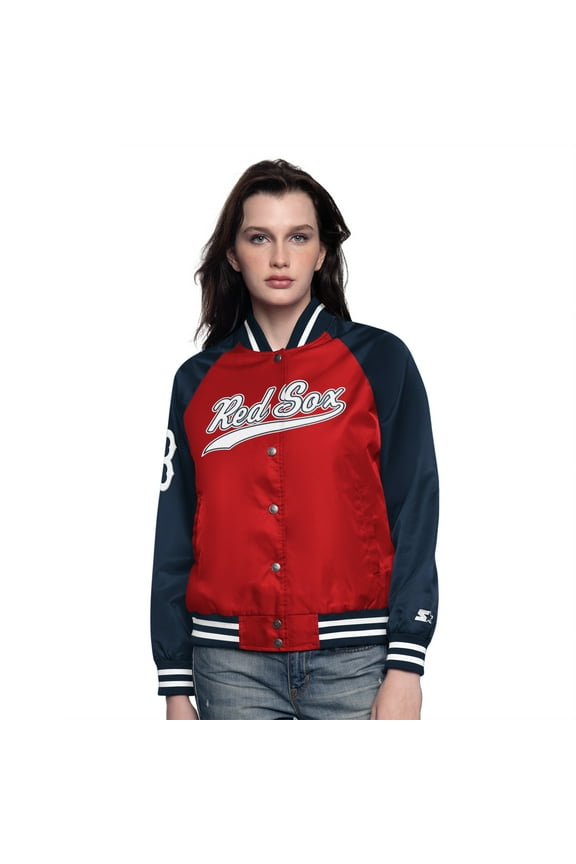 Women's Starter Red/Navy Boston Red Sox Home Run Full-Snap Varsity Jacket