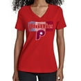 thumbnail image 1 of Women's Starter Red Philadelphia Phillies Team Color Shading V-Neck T-Shirt, 1 of 2