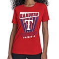 thumbnail image 1 of Women's Starter  Red Texas Rangers Poster Print T-Shirt, 1 of 2