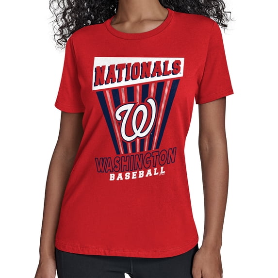 Women's Starter Red Washington Nationals Poster Print T-Shirt