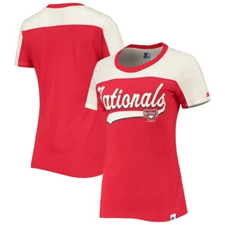 Women's New Era Red Washington Nationals Plus Size 2-Hit Front Knot T-Shirt