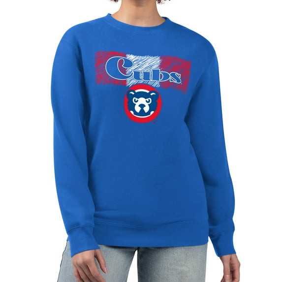 Women's Starter Royal Chicago Cubs Team Color Shading Fleece Pullover Sweatshirt