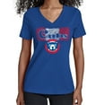 thumbnail image 1 of Women's Starter Royal Chicago Cubs Team Color Shading V-Neck T-Shirt, 1 of 2