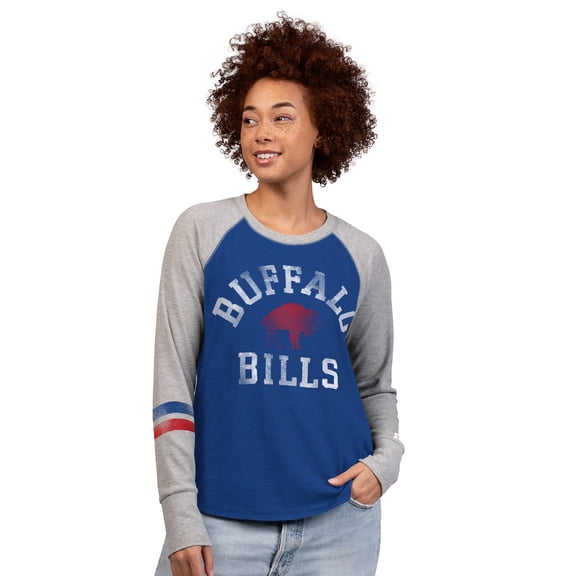 Women's Starter Royal/Gray Buffalo Bills Throwback Waffle-Knit Raglan Long Sleeve T-Shirt