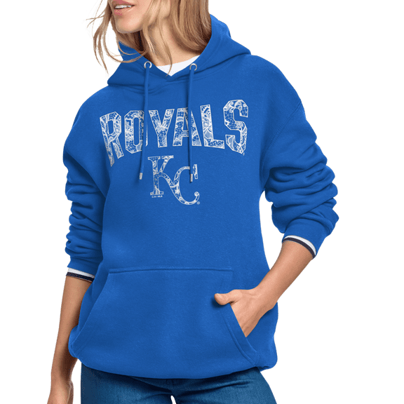 Women's Starter Royal Kansas City Royals Lace Team Lockup Fleece Hoodie