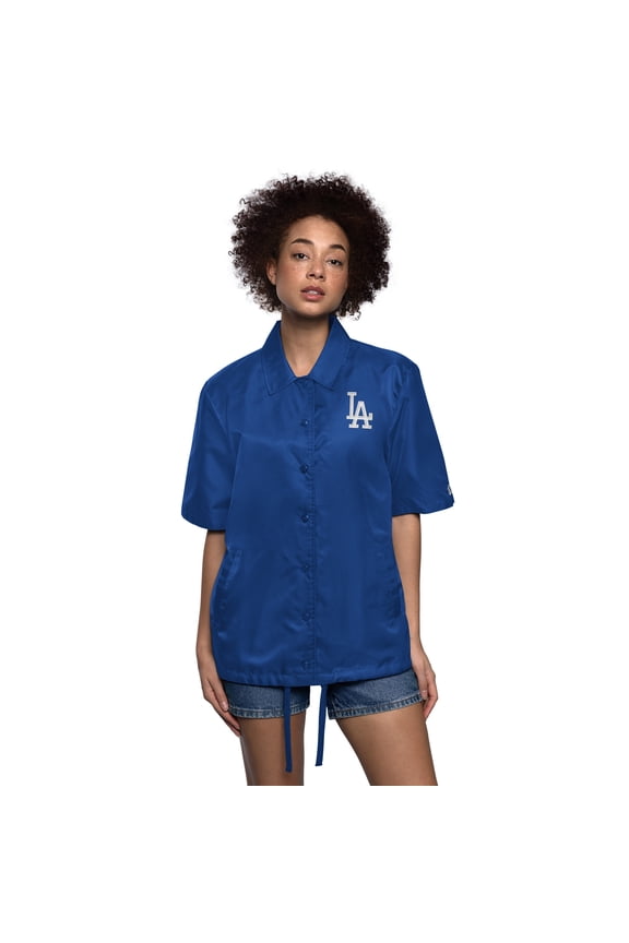 Women's Starter Royal Los Angeles Dodgers High Post Short Sleeve Full-Snap Coaches Jacket
