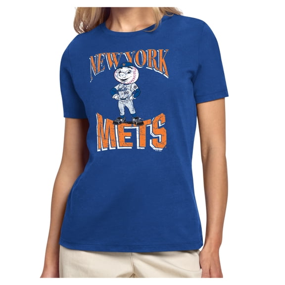 Women's Starter Royal New York Mets Team Motif Mascot T-Shirt